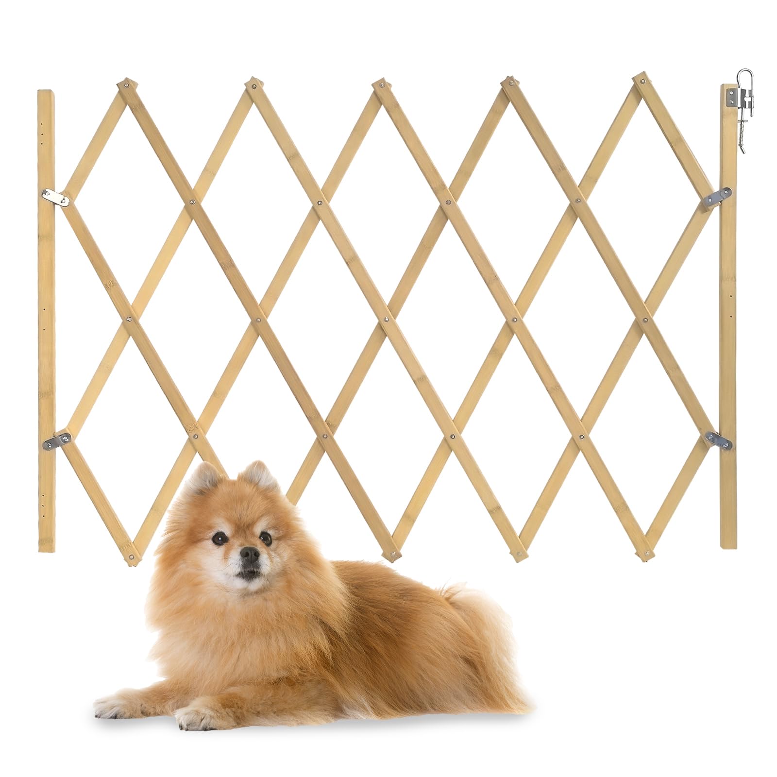 Costyle expandable dog gate assembly demonstrates easy expansion for tight spaces.