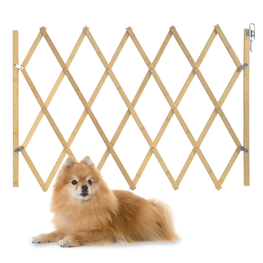 Costyle expandable dog gate assembly demonstrates easy expansion for tight spaces.