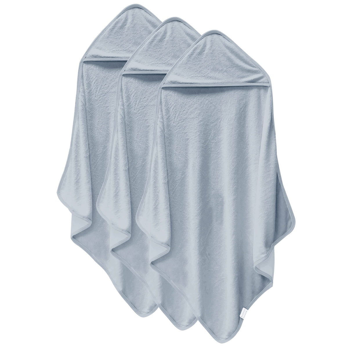 Cosy Family baby hooded towel gray folded, plush and highly absorbent for cozy bath time.