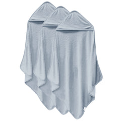 Cosy Family baby hooded towel gray folded, plush and highly absorbent for cozy bath time.