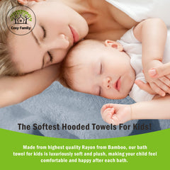 Cosy Family baby towel gray gift packaging, ideal newborn gift ready.