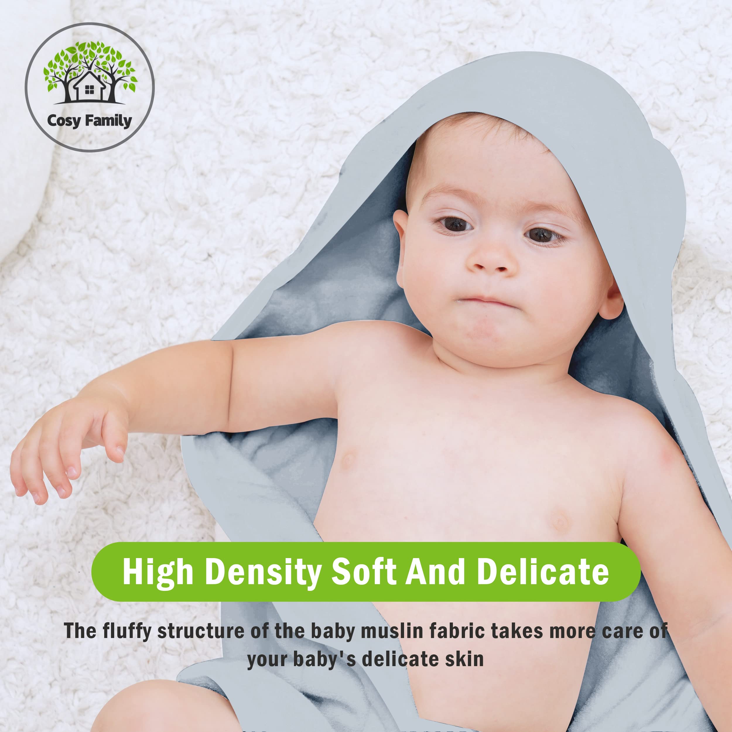 Cosy Family bamboo fiber towel close-up, ultra-soft and skin-friendly for gentle post-bath wear.