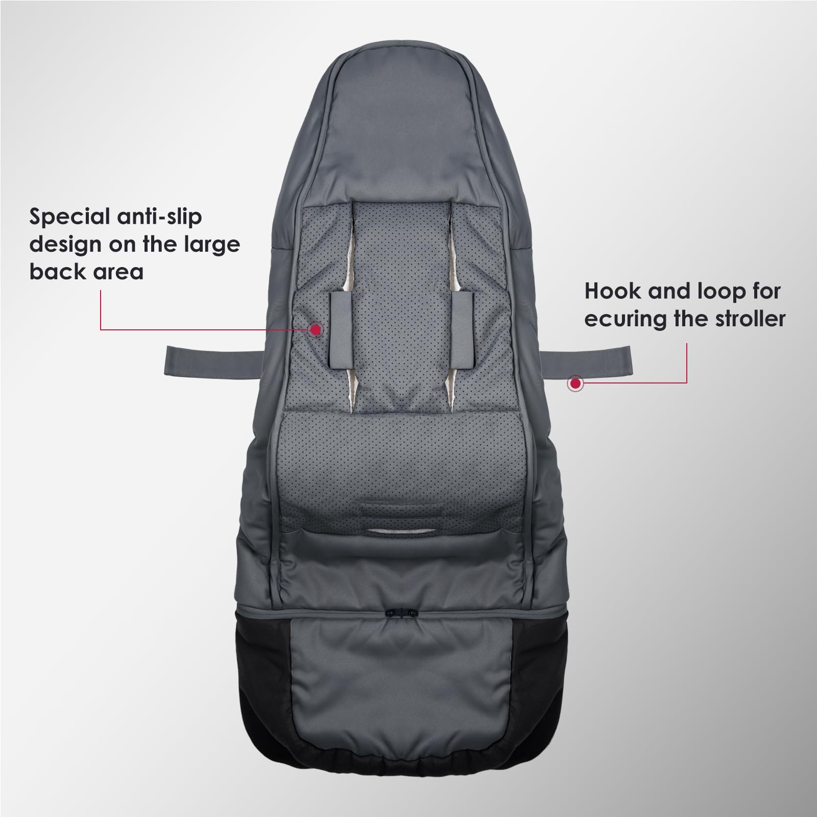 CosyDiary secure-fit bunting bag with multi-strap design for stability on crowded sidewalks.