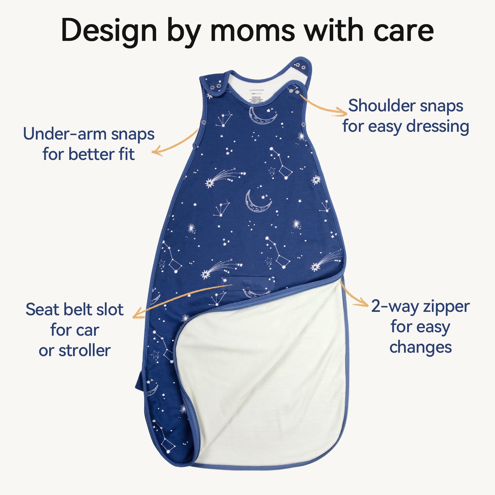 CosyDiary adjustable shoulder snaps ensuring a secure fit as baby grows.