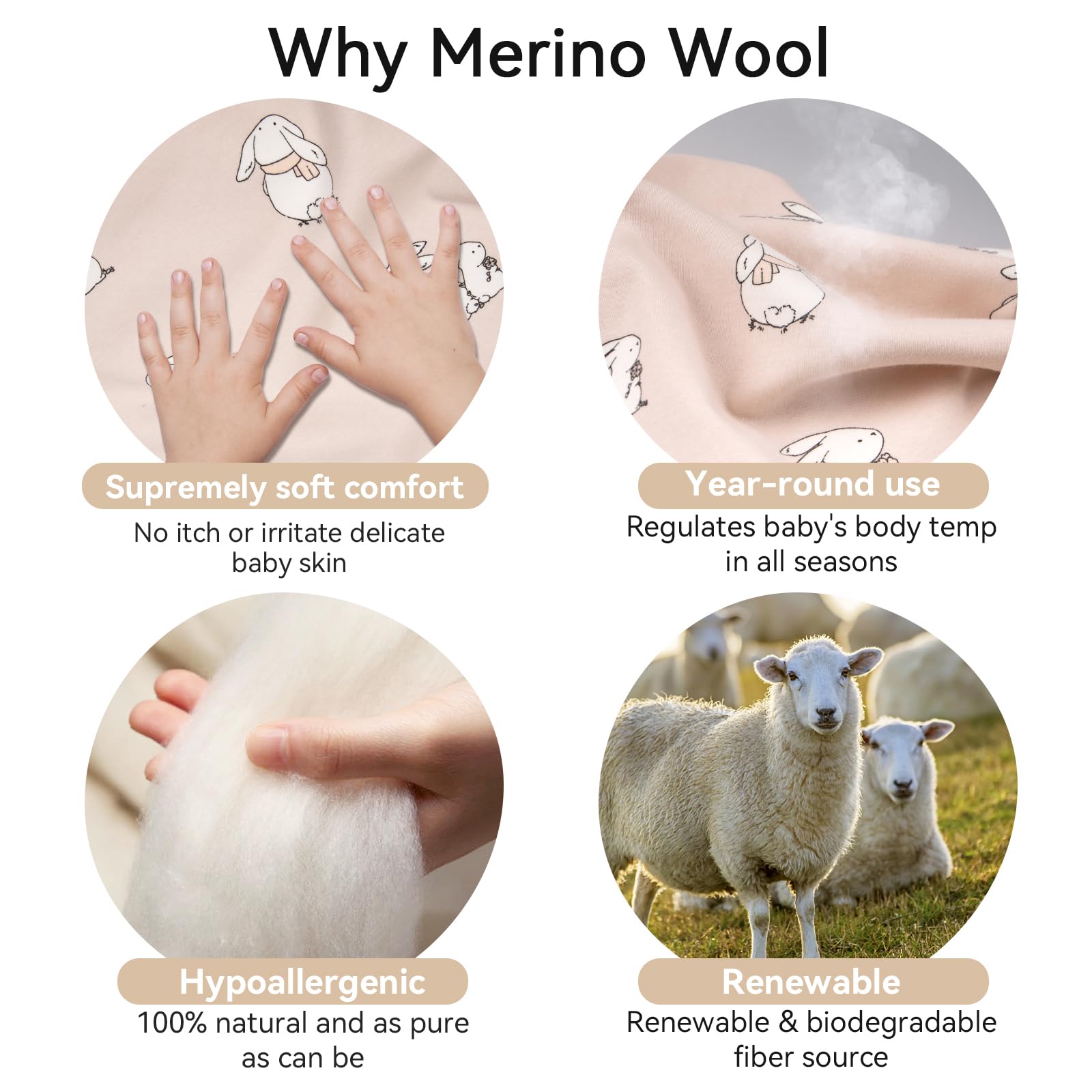 CosyDiary merino-wool warmth with a two-way zipper for easy diaper changes