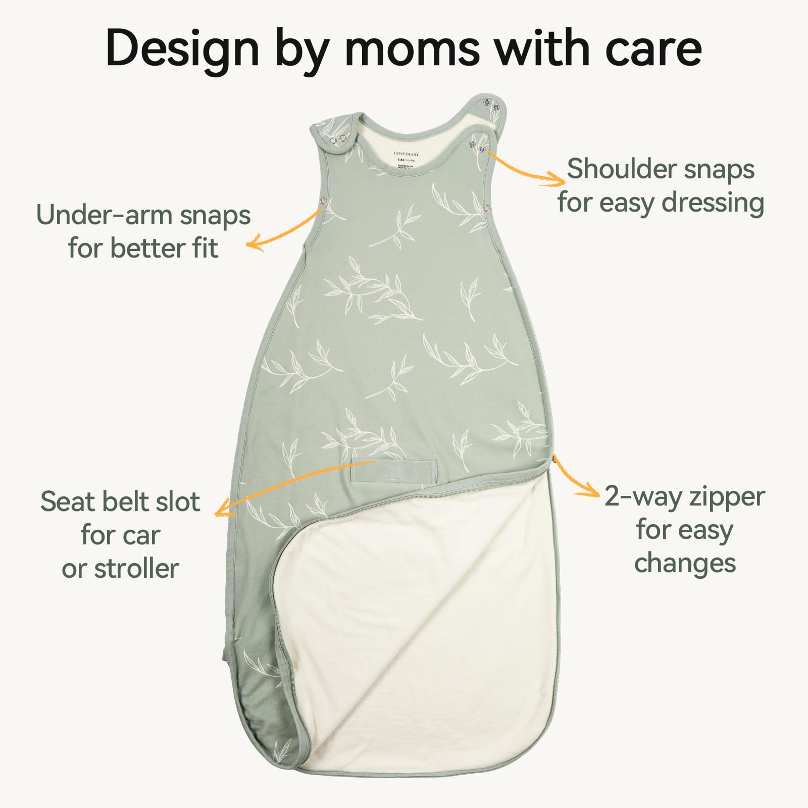 CosyDiary universal size - fits 2 months to 2 years with adjustable features