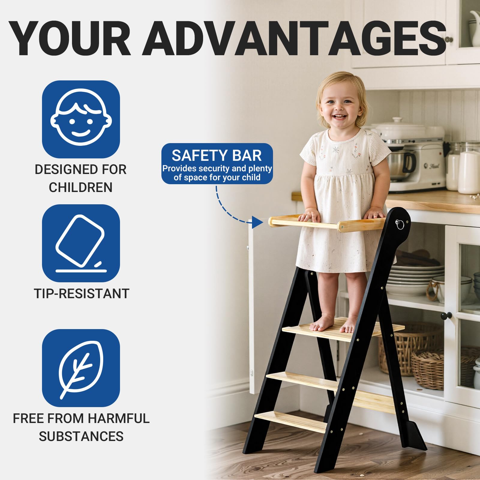 COSYLAND anti-tip feet provide stable support during kitchen activities.