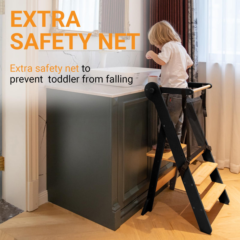 COSYLAND foldable toddler standing tower adjustable height enables growth with your child