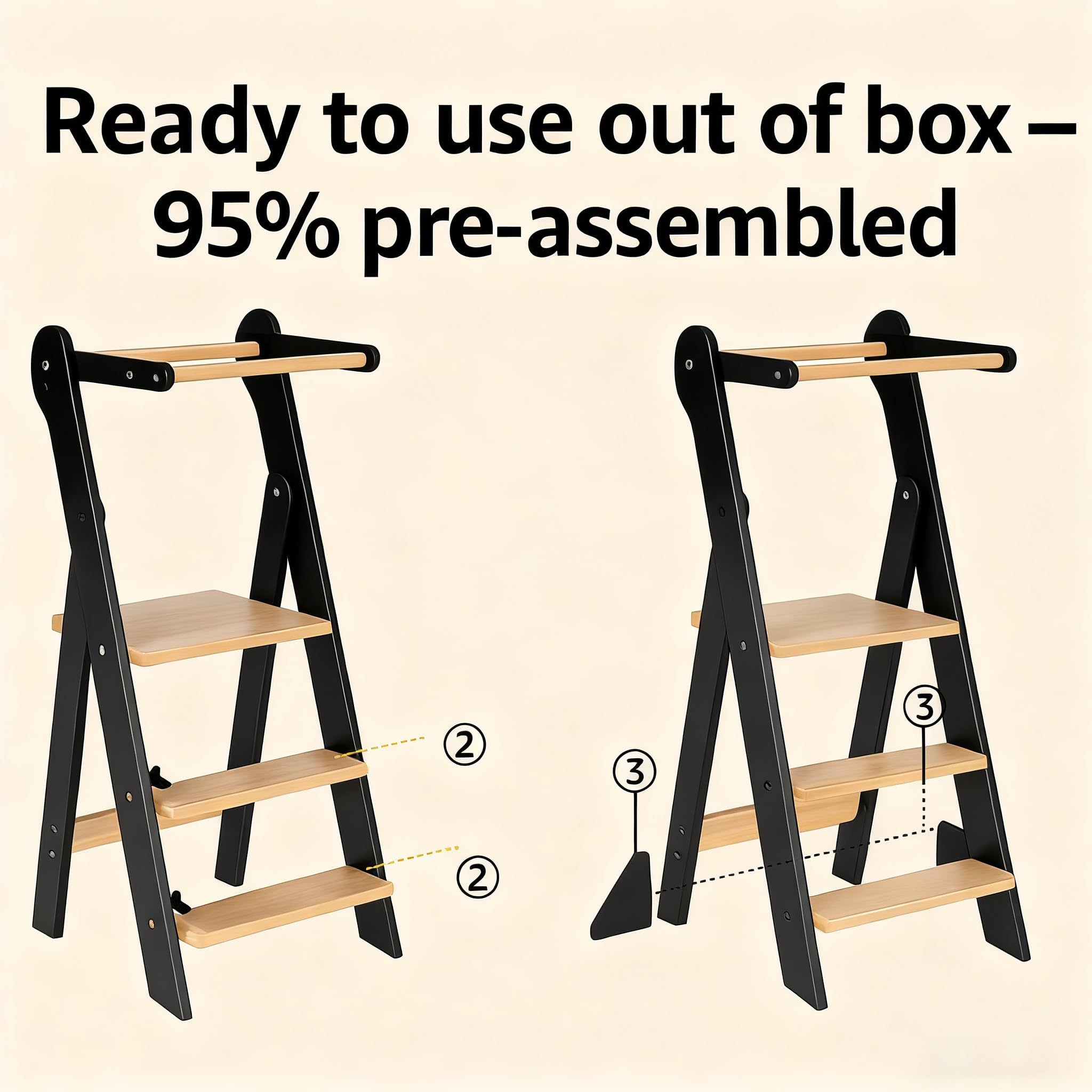 COSYLAND foldable stool flat-fold design saves space and speeds storage.