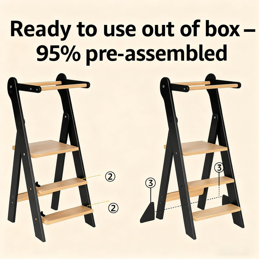 COSYLAND foldable stool flat-fold design saves space and speeds storage.