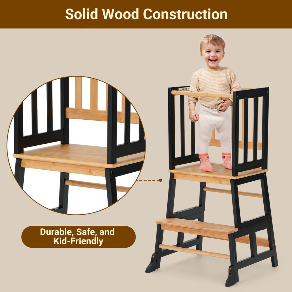 COSYLAND kids kitchen step stool anti-tip-legs close-up highlights added stability.