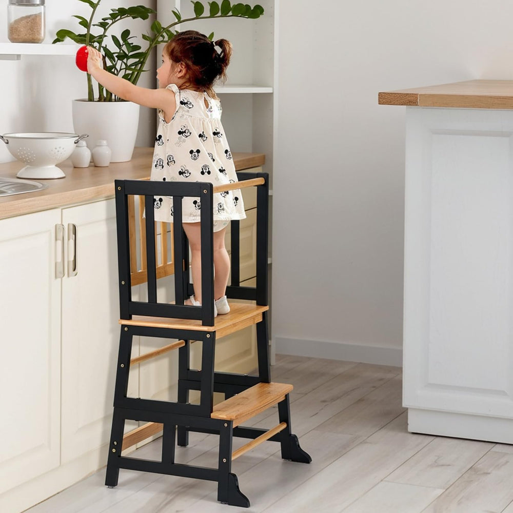 COSYLAND kids kitchen step stool anti-tip-legs keeps little helpers steady at the counter.