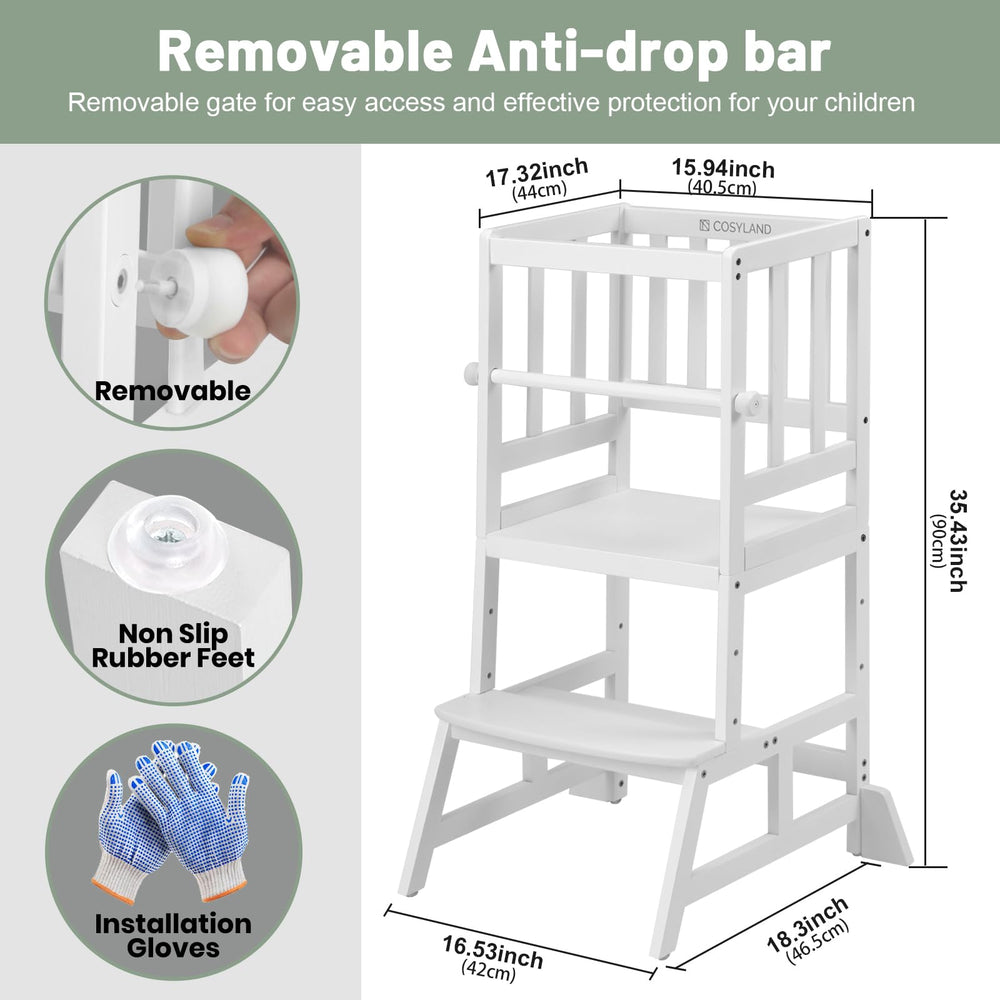 COSYLAND Kids Kitchen Step Stool assembly tools included for quick setup