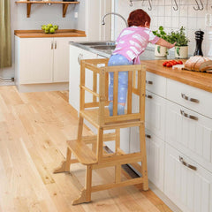 Cosyland kids kitchen step stool assembly view showing easy setup and sturdy build.