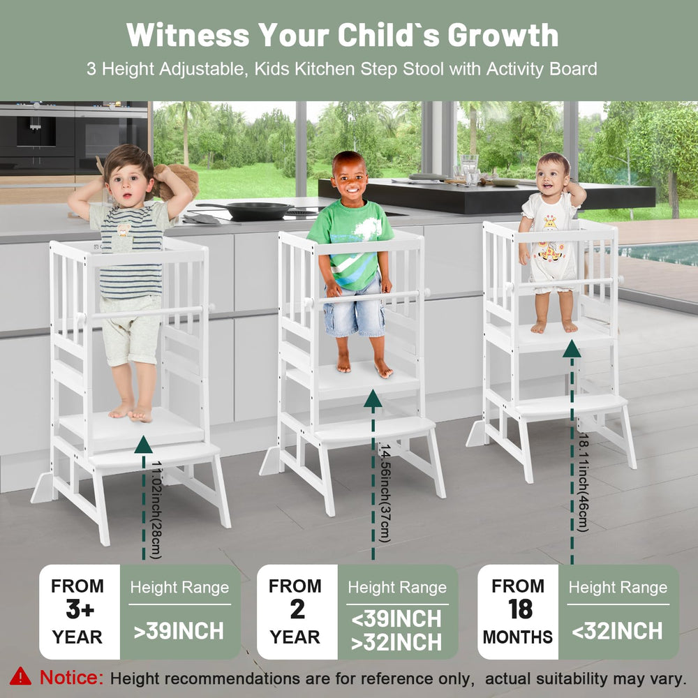 COSYLAND Kids Kitchen Step Stool height-adjustment positions enable growing with your child