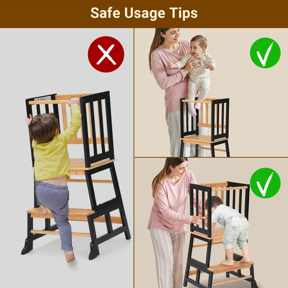 COSYLAND kids kitchen step stool natural wood for sturdy everyday use.