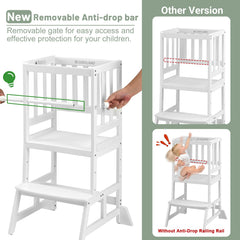 COSYLAND Kids Kitchen Step Stool removable safety rail provides added security during meals