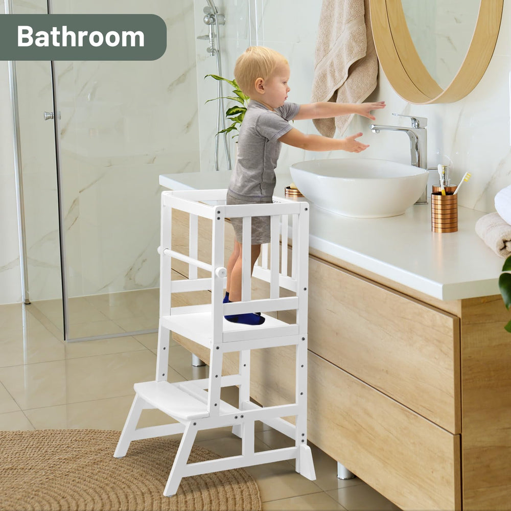 COSYLAND Kids Kitchen Step Stool stable base with non-slip feet