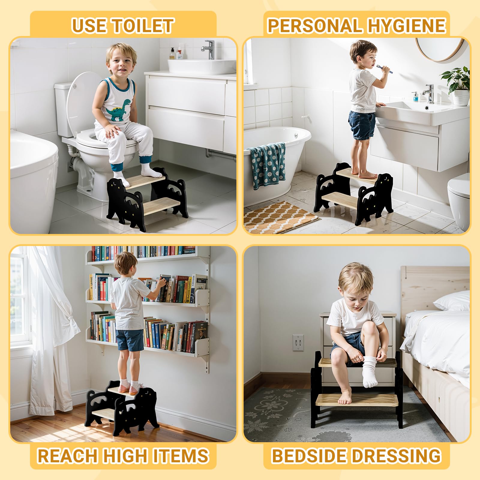 COSYLAND Kids step stool handle-closeup details built-in grip