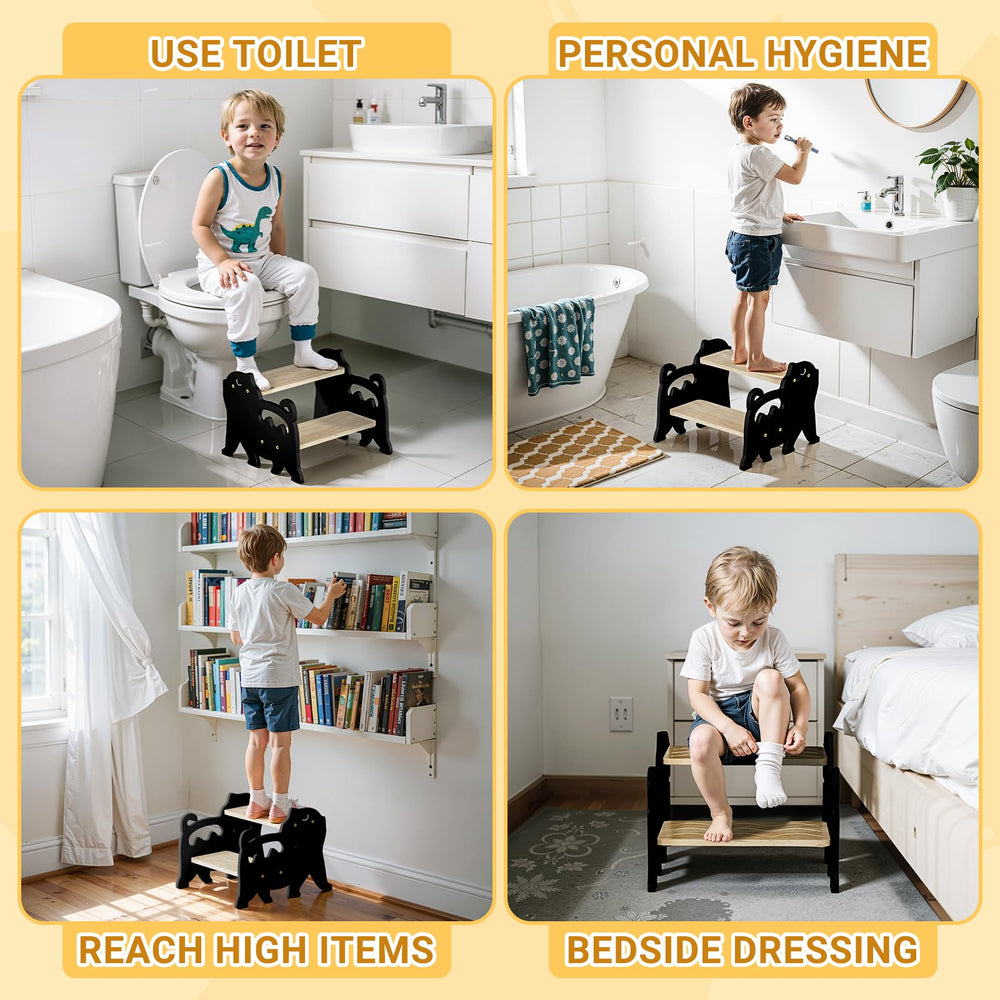 COSYLAND Kids step stool handle-closeup details built-in grip