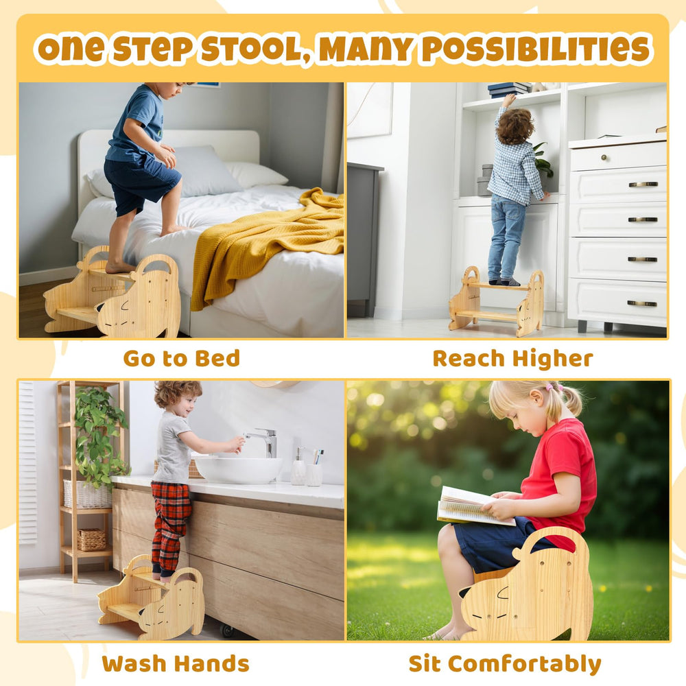 Cosyland wooden stool lacquer-sealed surface for easy cleaning