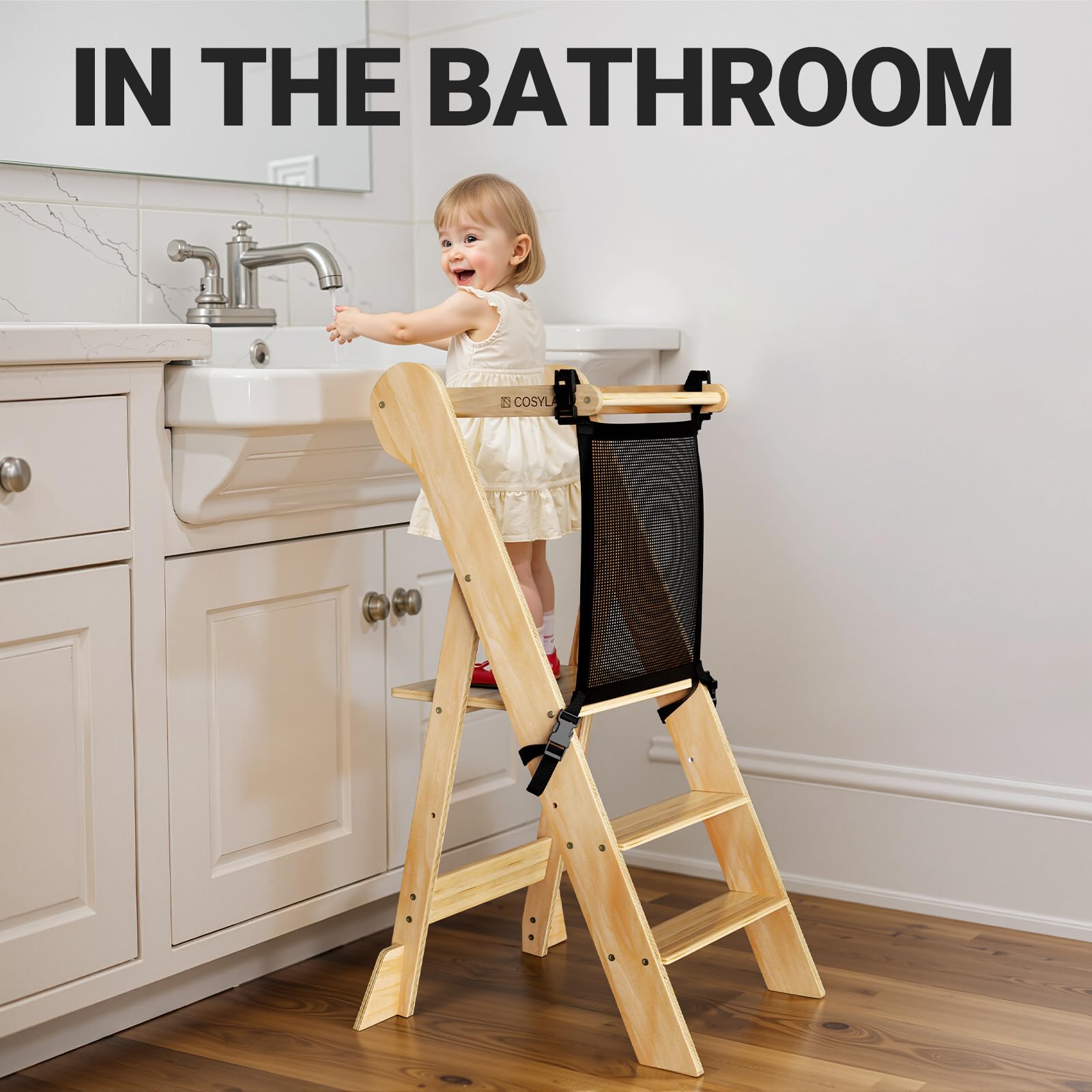 COSYLAND stool anti-tip feet prevent wobble during cooking.