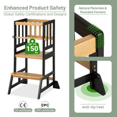 COSYLAND toddler standing tower at 35-inch height facilitates kitchen reach.