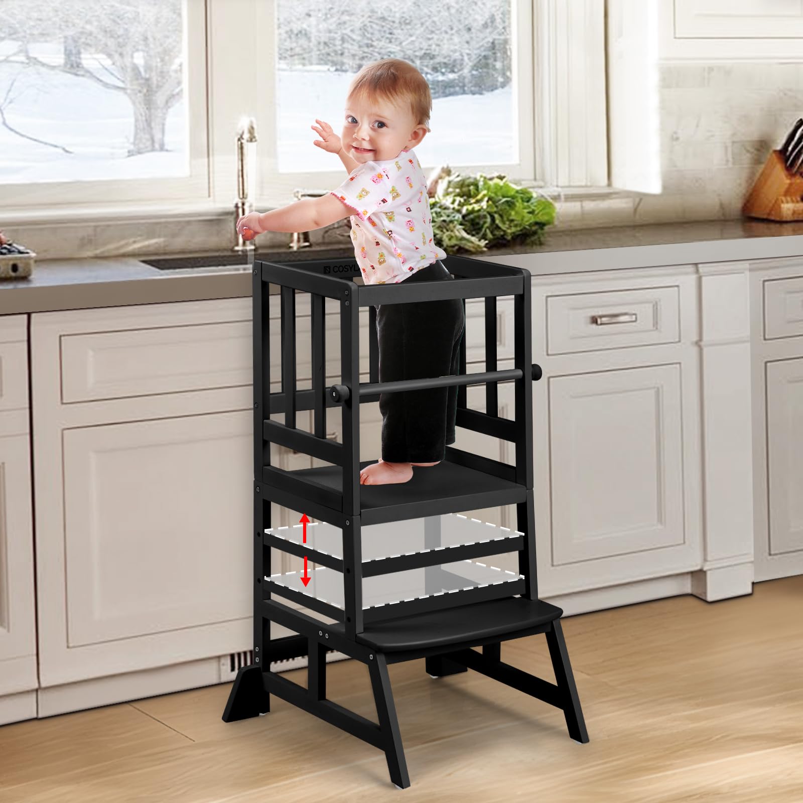 COSYLAND Toddler Standing Tower assembled for safe kitchen use