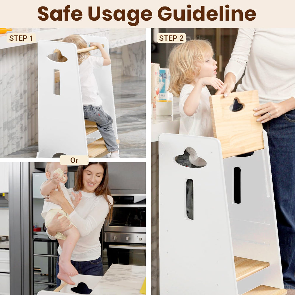 COSYLAND toddler standing tower in-kitchen use supports family cooking participation.