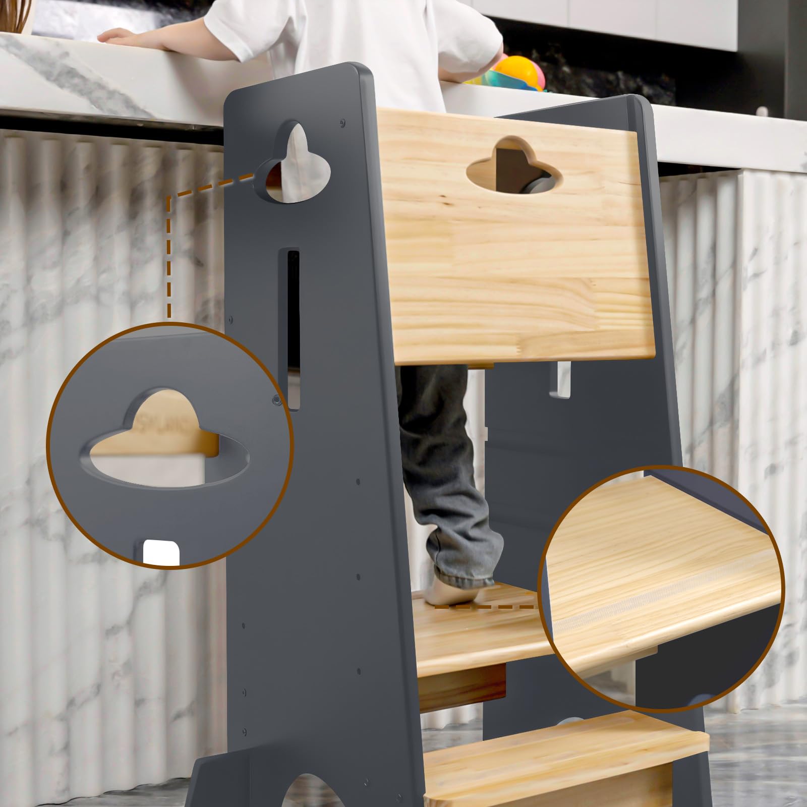 COSYLAND toddler tower helps kids reach island or sink