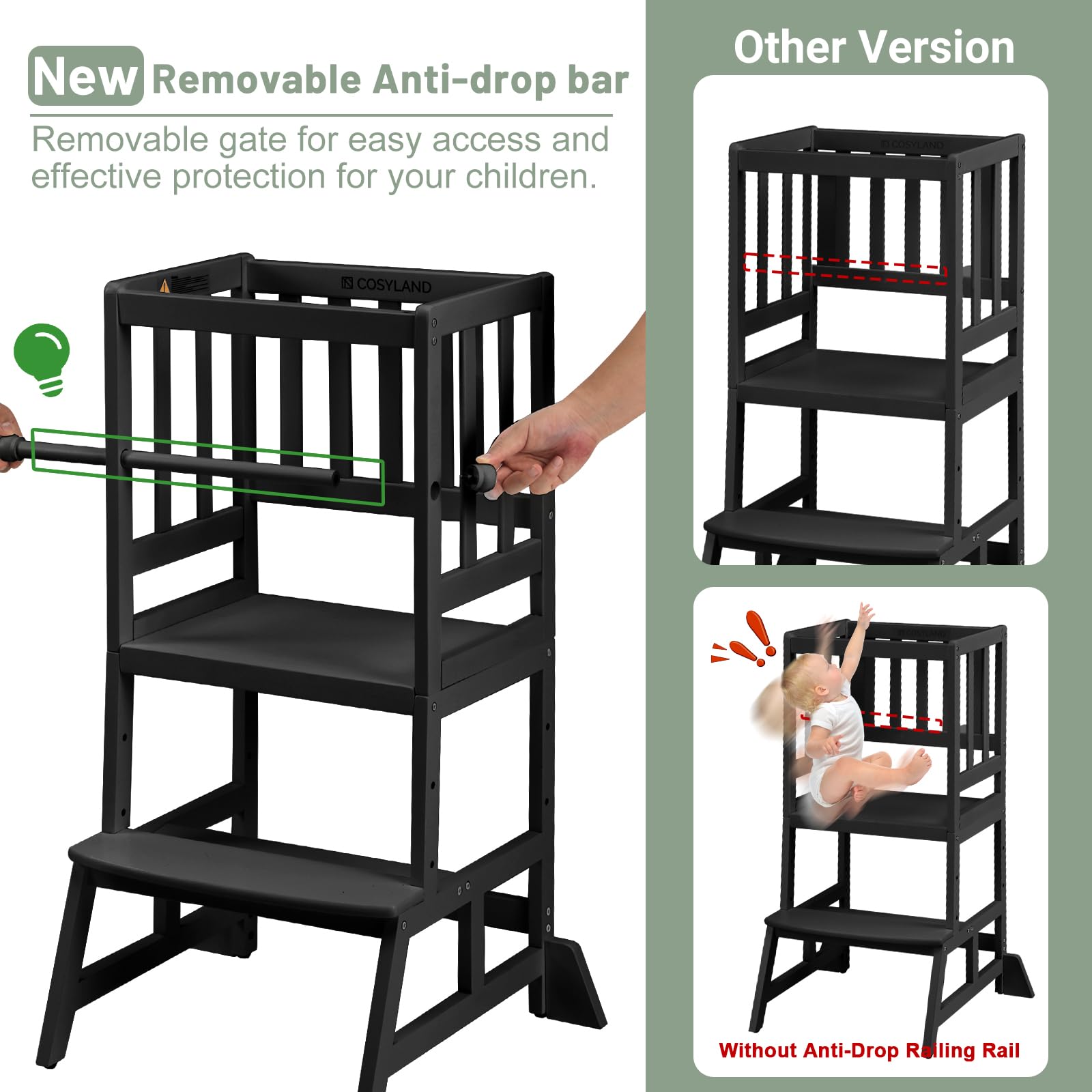 COSYLAND safety rail emphasizes secure railing during daily tasks