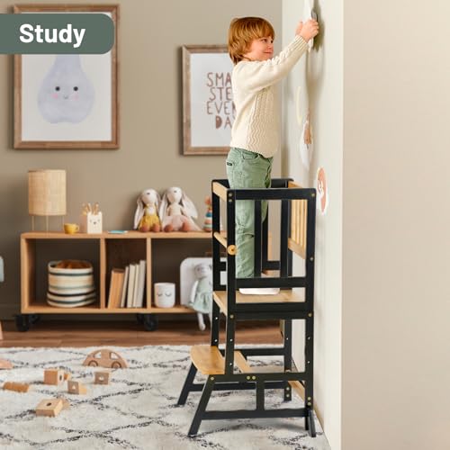 COSYLAND sturdy base keeps little helpers balanced during kitchen tasks.