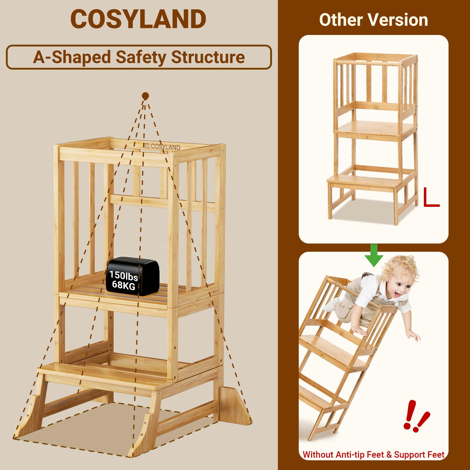 COSYLAND toddler stool designed for kitchen use and growing independence.