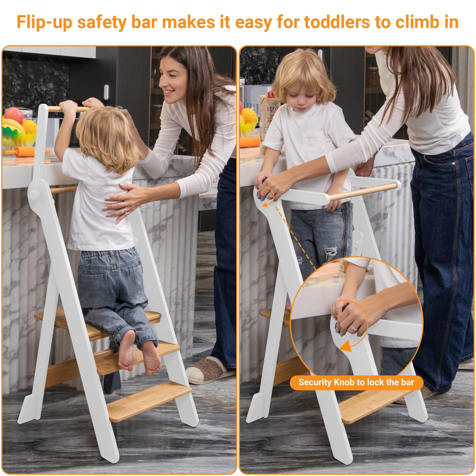COSYLAND toddler stool storage compartment keeps small tools organized