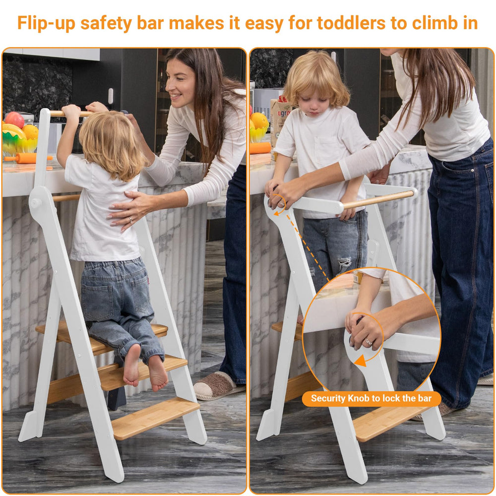 COSYLAND toddler stool storage compartment keeps small tools organized