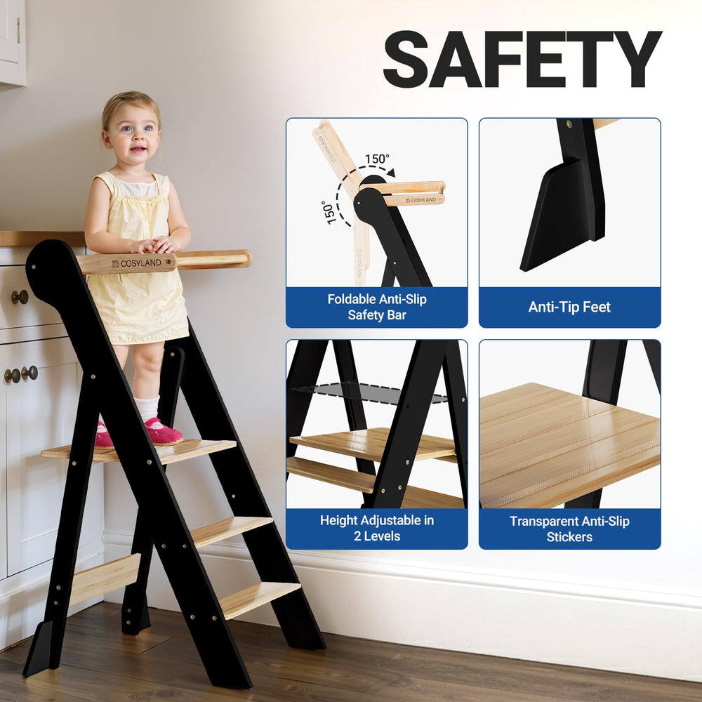 COSYLAND two-height platform adapts as your child grows for different tasks.