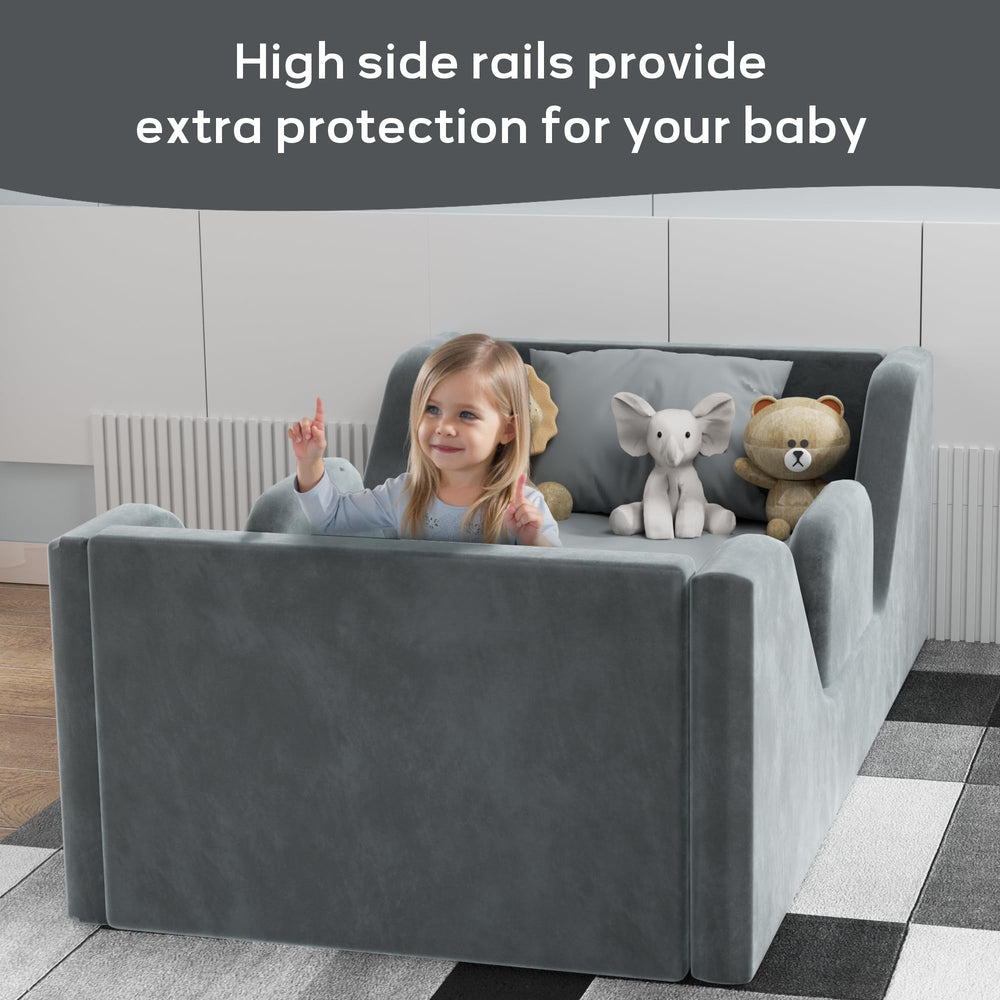COSYSUPER Toddler Bed standard crib size grey for easy transitions
