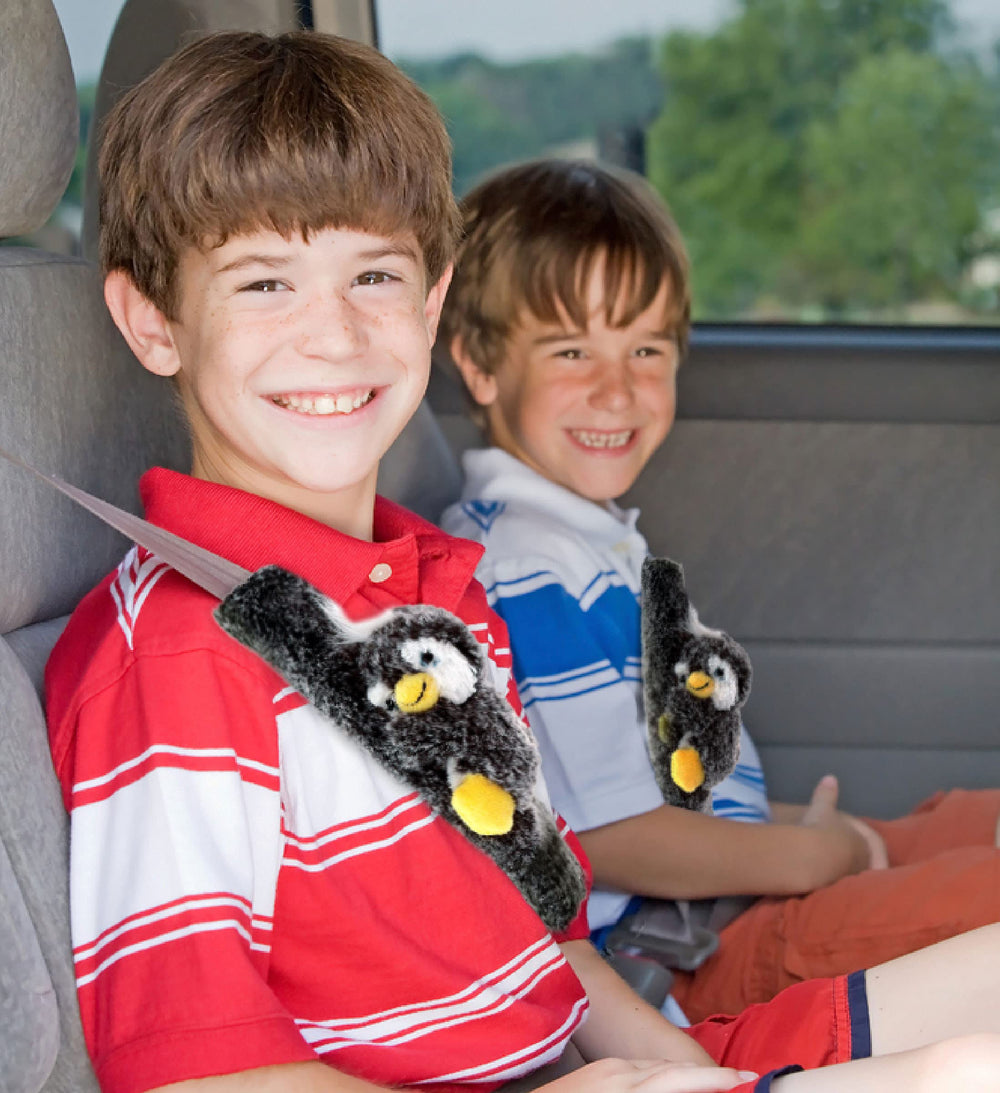 CoTa Global DolliBu penguin seatbelt pad is soft and machine washable.