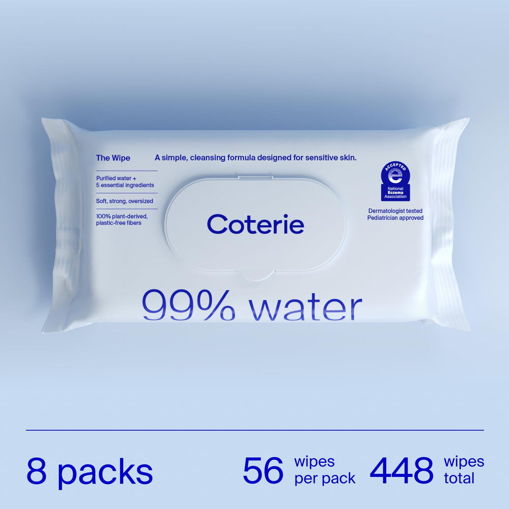 Coterie Baby Wipes newborn-friendly use, with pH-balanced formula for daily care.