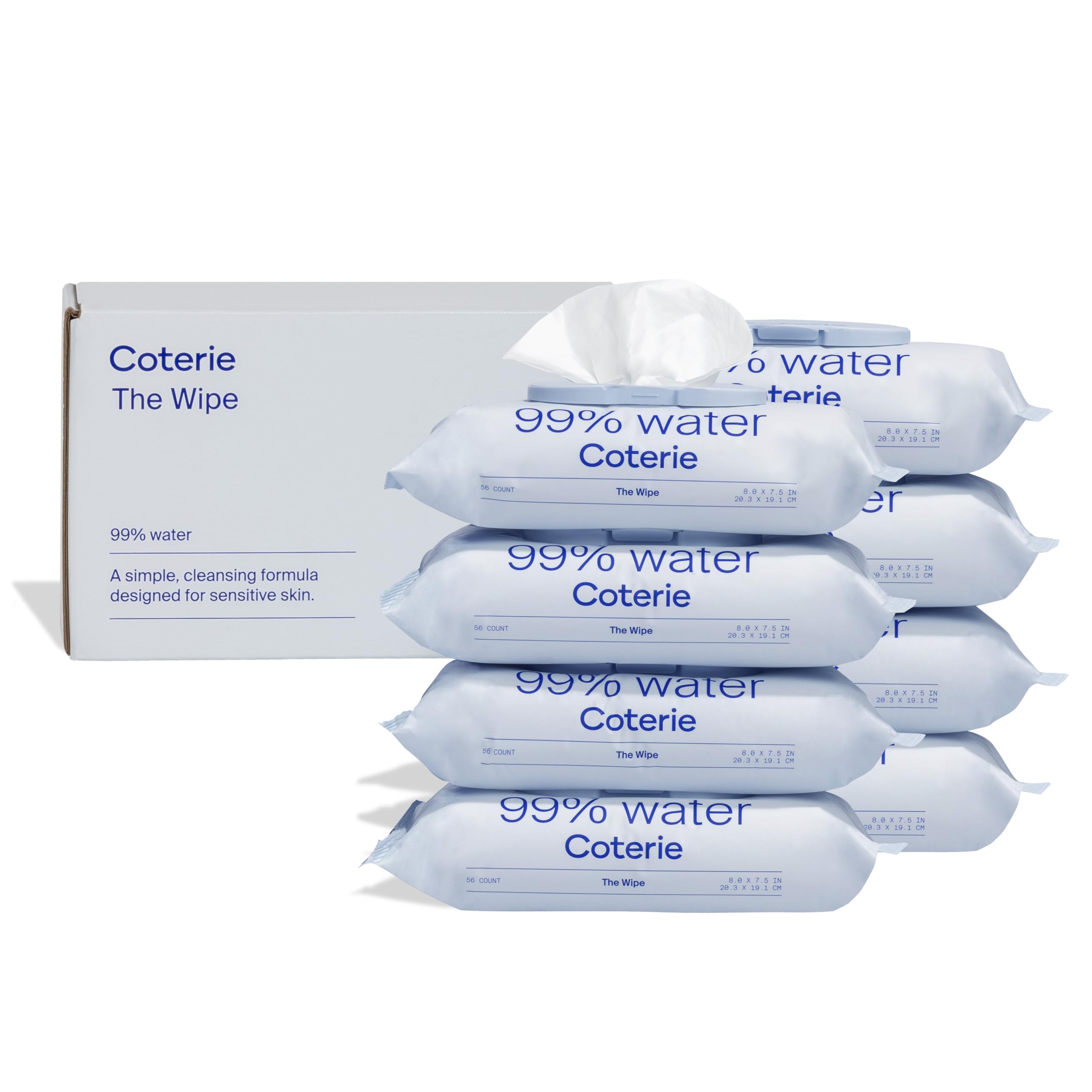 Coterie Baby Wipes unscented packfront, ideal for newborn diaper changes with gentle moisture.