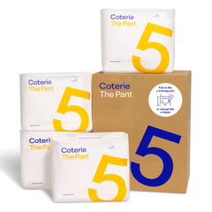 Coterie The Pant size 5 refastenable training pants on a child for easy changes.