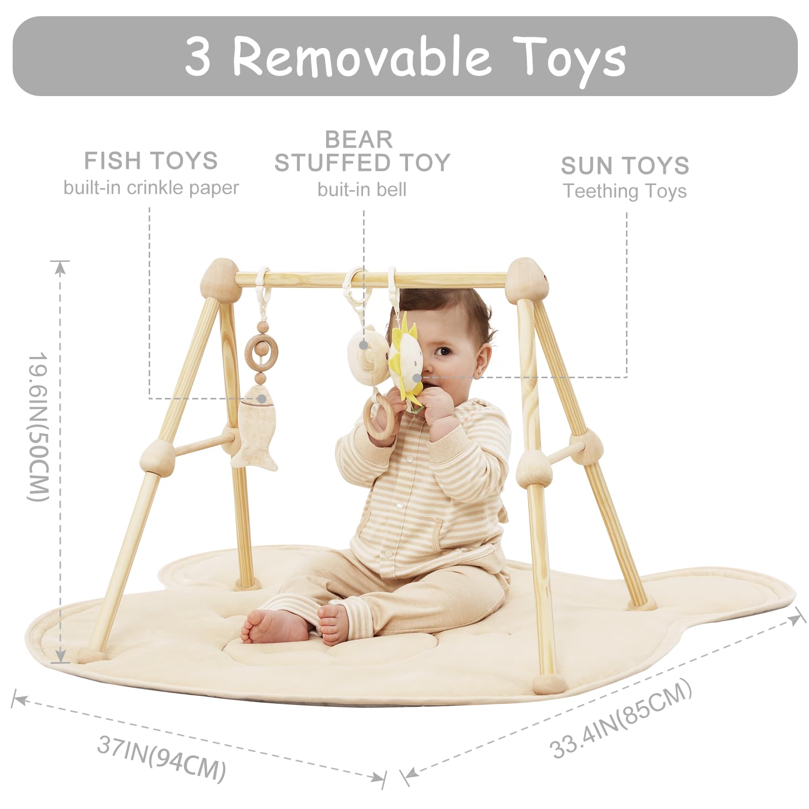 CottonBebe baby play mat tummy time fabric provides a soft, comfortable surface.
