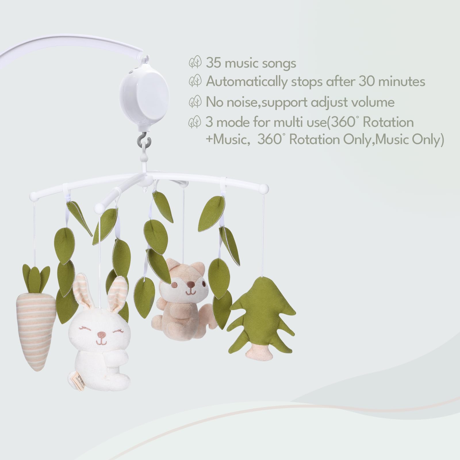 COTTONBEBE crib mobile 30-minute auto-stop with clear sound