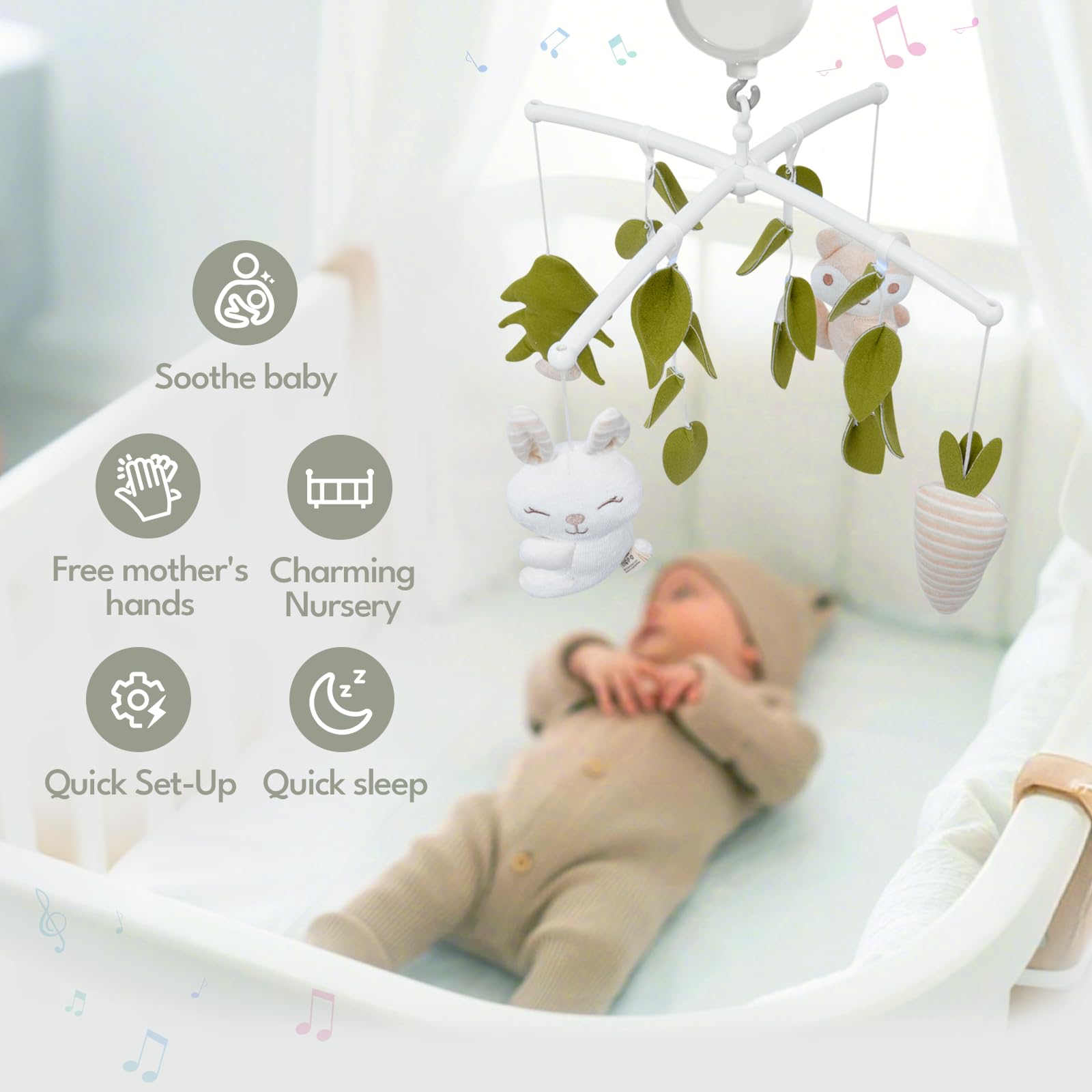 COTTONBEBE crib mobile Pack N Play compatible for versatile use