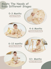 CottonBebe detachable toys with crinkle and bell sounds encourage sensory exploration.