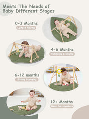 COTTONBEBE leaf wooden legs assembly enables quick 4-in-1 setup.