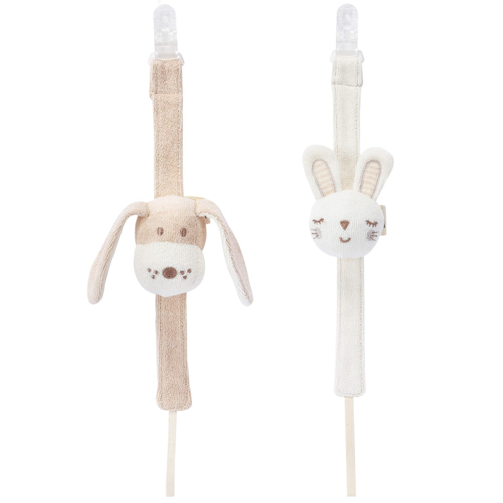 Cottonbebe pacifier clip bear with bell for sensory play.