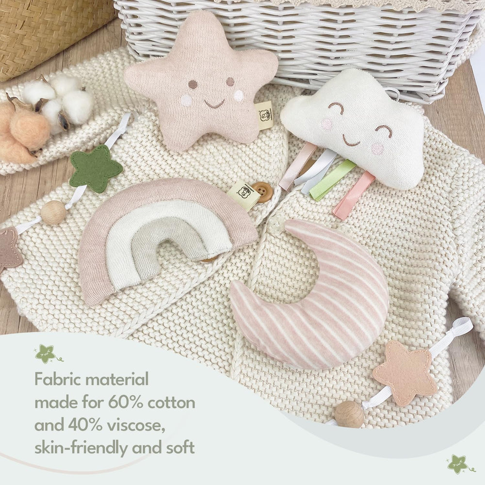 COTTONBEBE pack-n-play mobile fits cribs and play yards securely.
