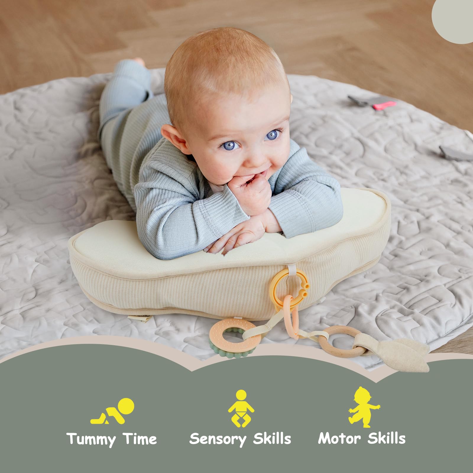 COTTONBEBE ergonomic cushion supports early development during tummy time practice