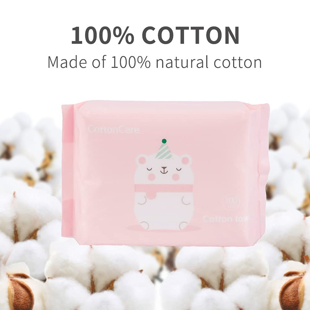 CottonCare baby dry wipe closeup fabric highlights soft cotton touch for delicate skin.